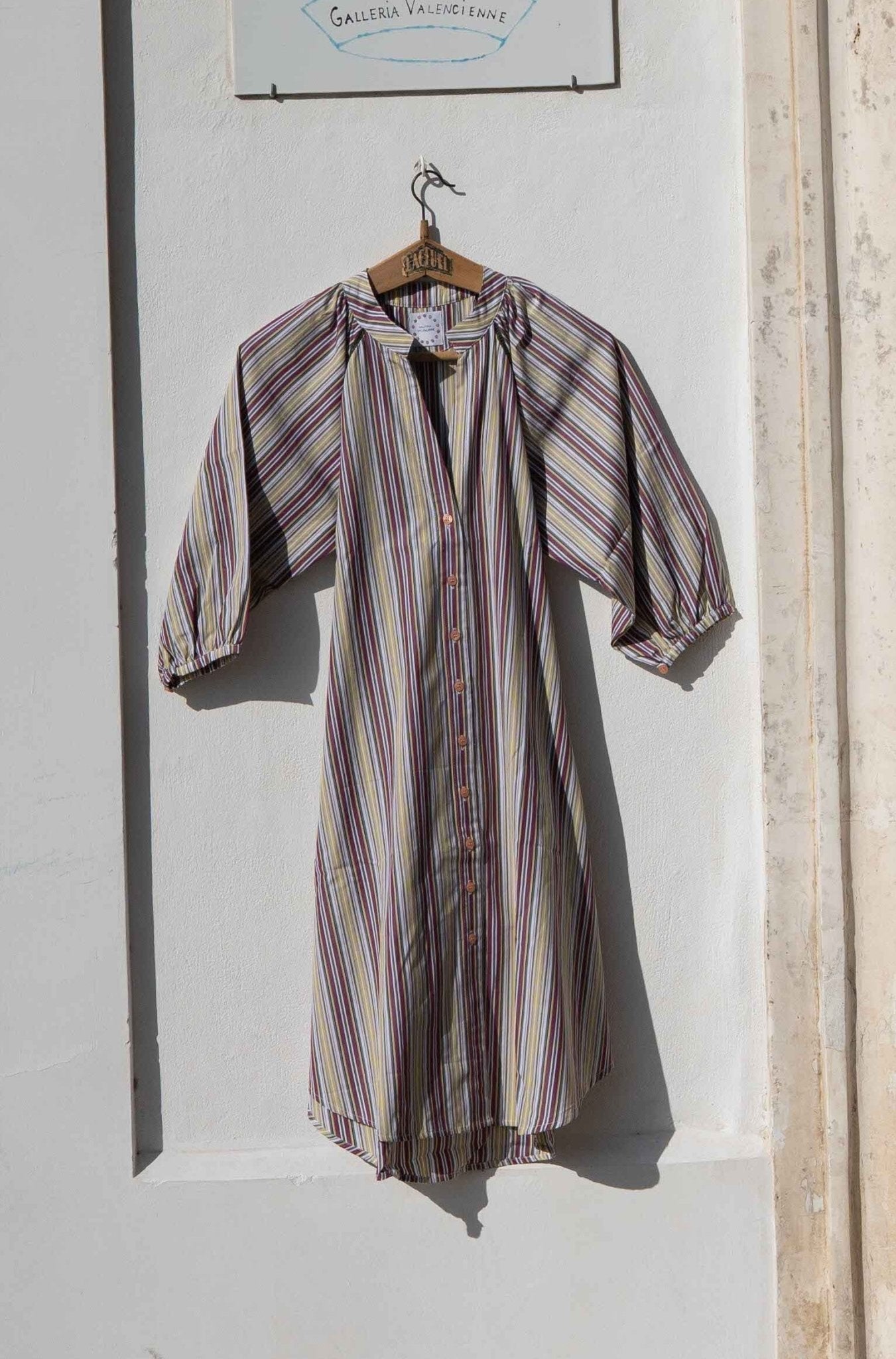 Dress - Simonetta Cotton Veil Terracota & Yellow Stripes Insert Lace Kaki TU