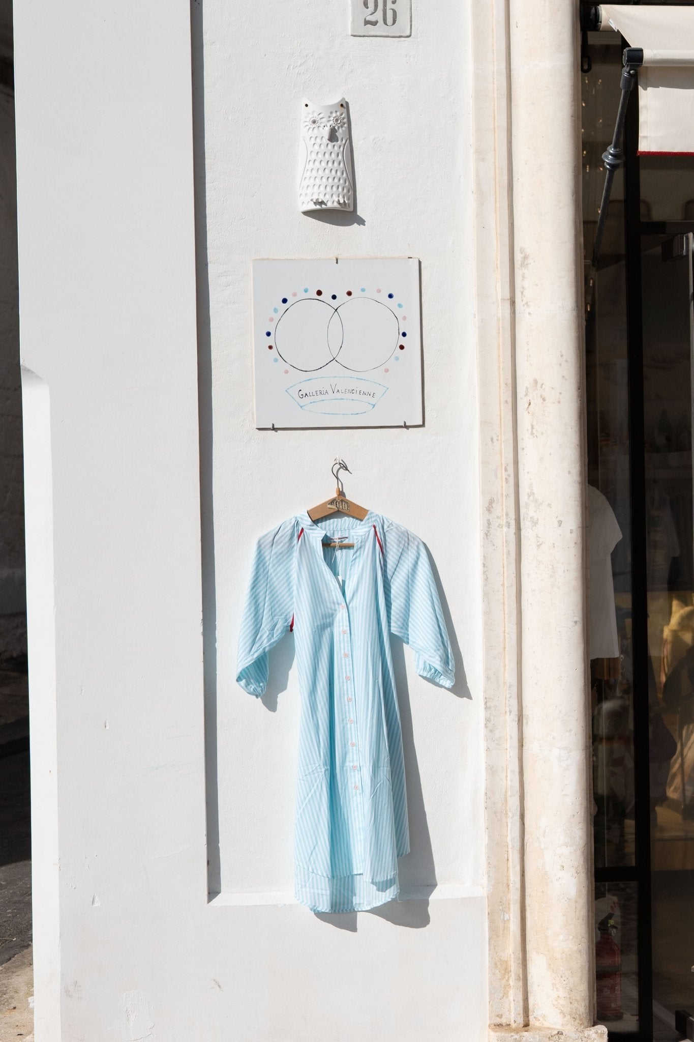 Dress - Simonetta Lagoon Blue Stripes With Ladder Lace Red TU