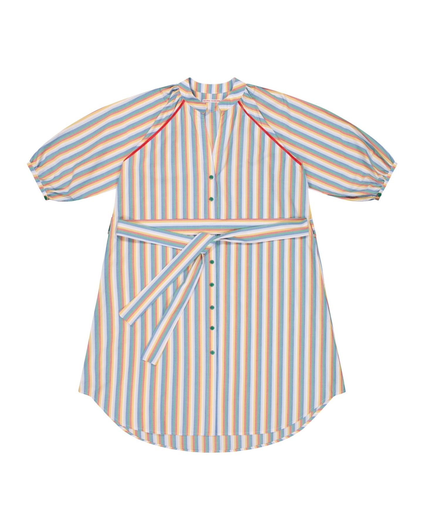 Dress - Simonetta Multicolor Stripes With Ladder Lace Red