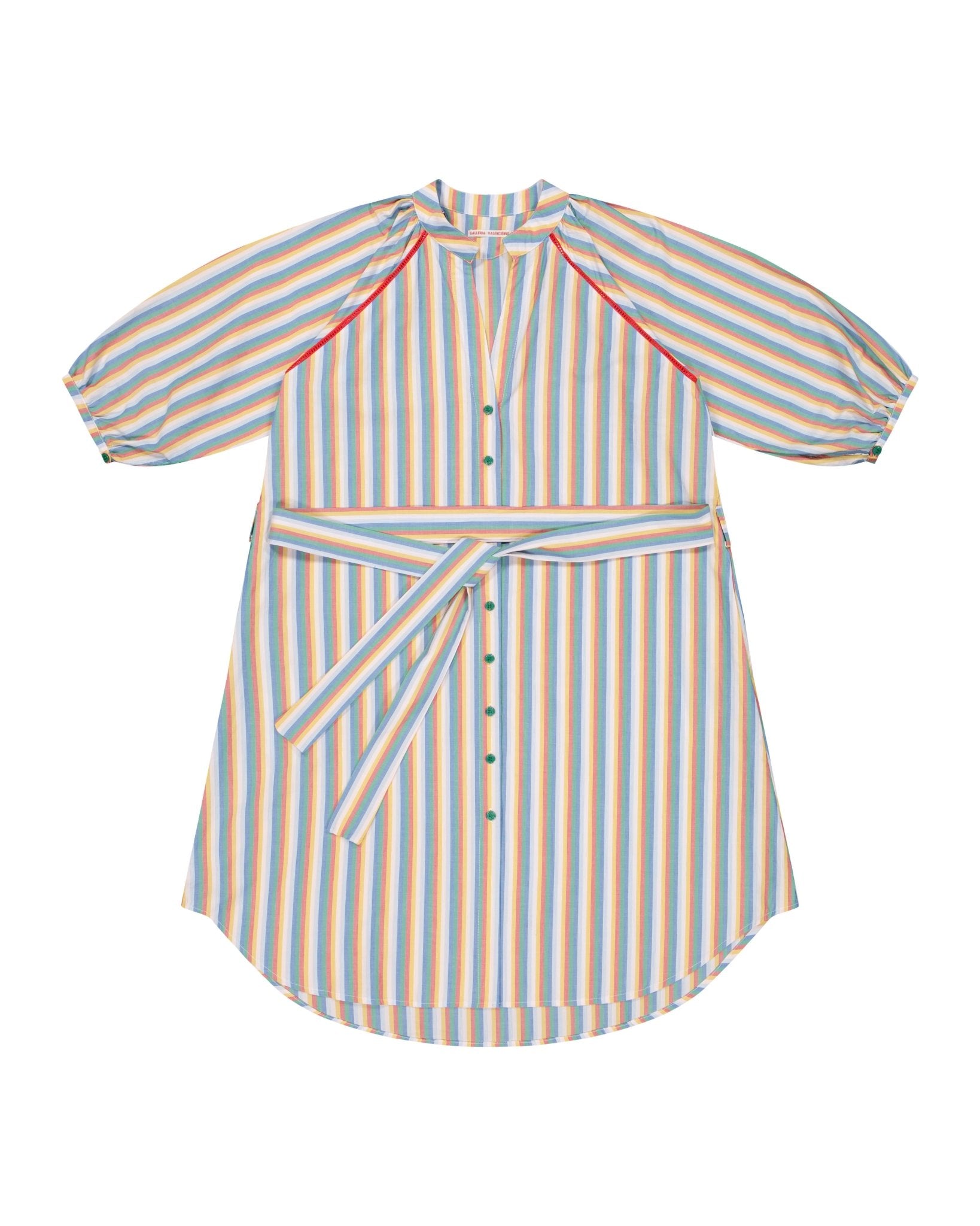 Dress - Simonetta Multicolor Stripes With Ladder Lace Red