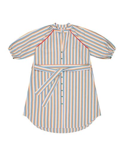Dress - Simonetta Multicolor Stripes With Ladder Lace Red