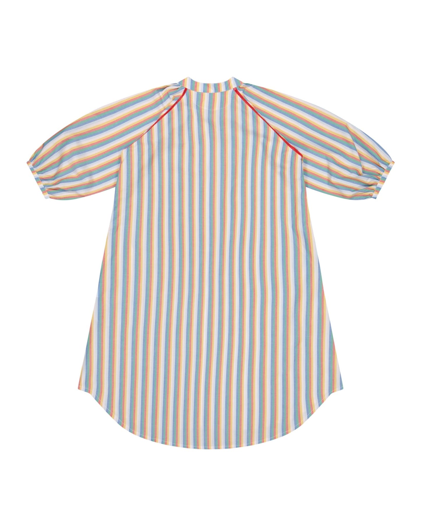 Dress - Simonetta Multicolor Stripes With Ladder Lace Red