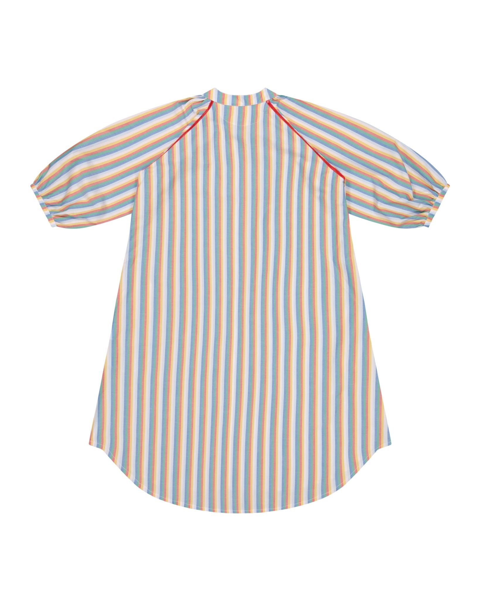 Dress - Simonetta Multicolor Stripes With Ladder Lace Red