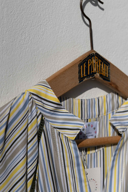 Dress - Simonetta yellow blue grey stripes