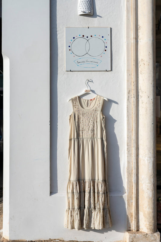 Dress Women - Light Grey Embroidery Cream