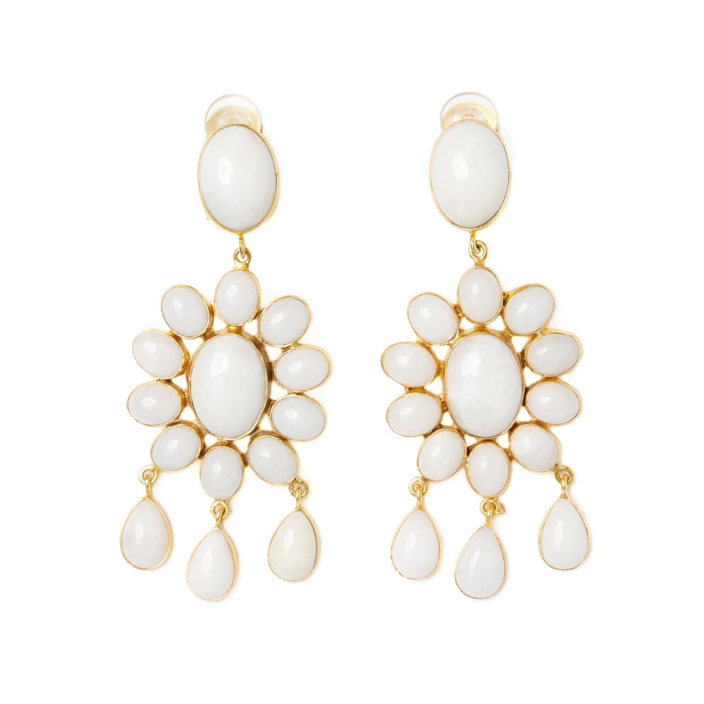 Earrings - Flower Power White Quartz Stone Clip Earrings