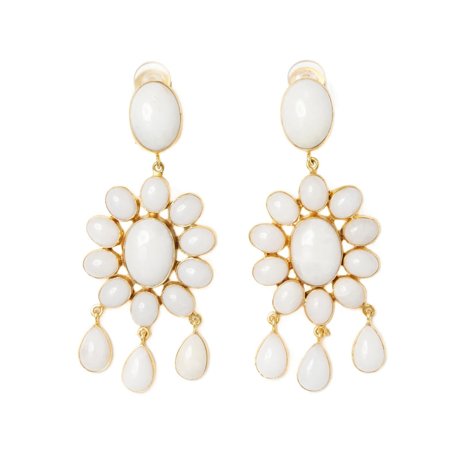 Earrings - Flower Power White Quartz Stone Clip Earrings