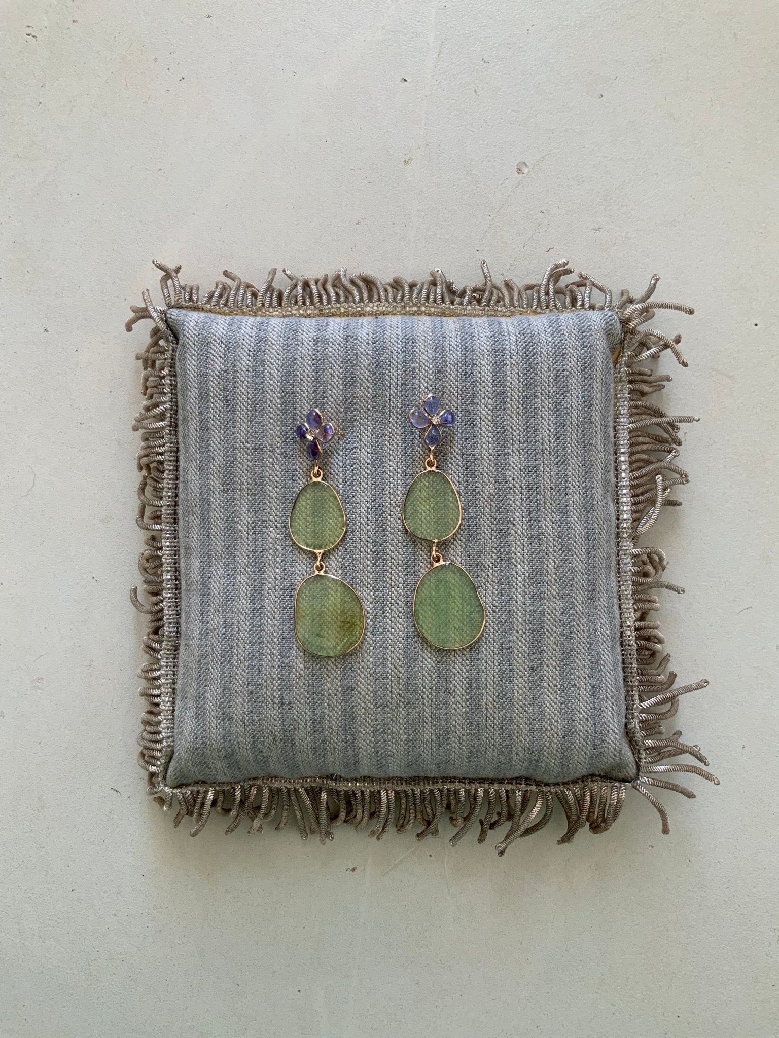Earrings - Long double Luna green