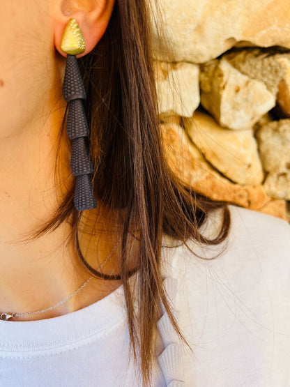 Earrings - Urchin Black gold