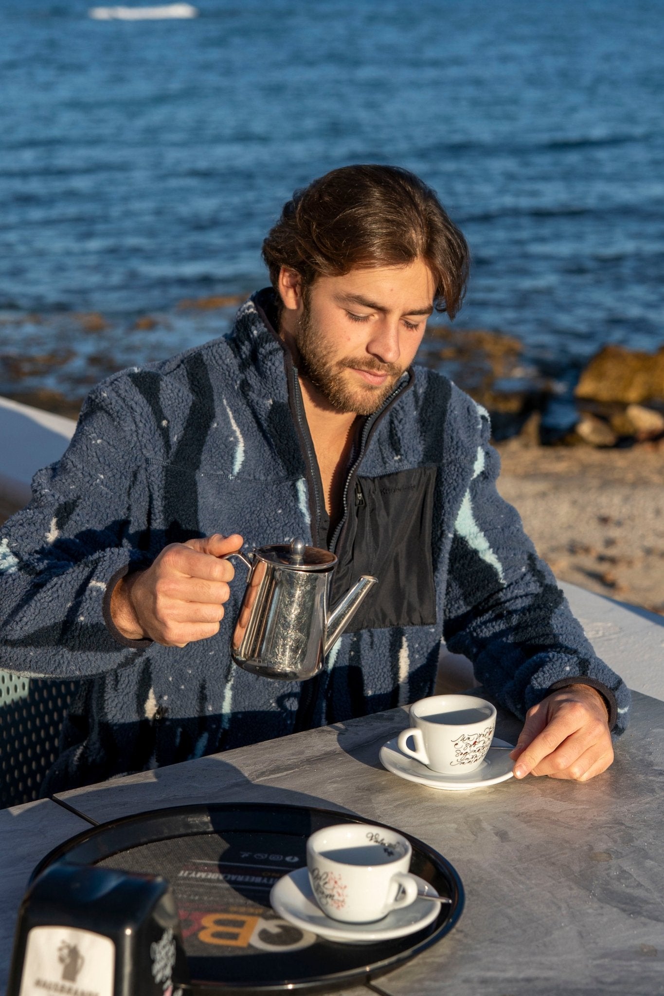 Jacket Men - Loose Fit Northern LIghts Zip FLEECE Blue