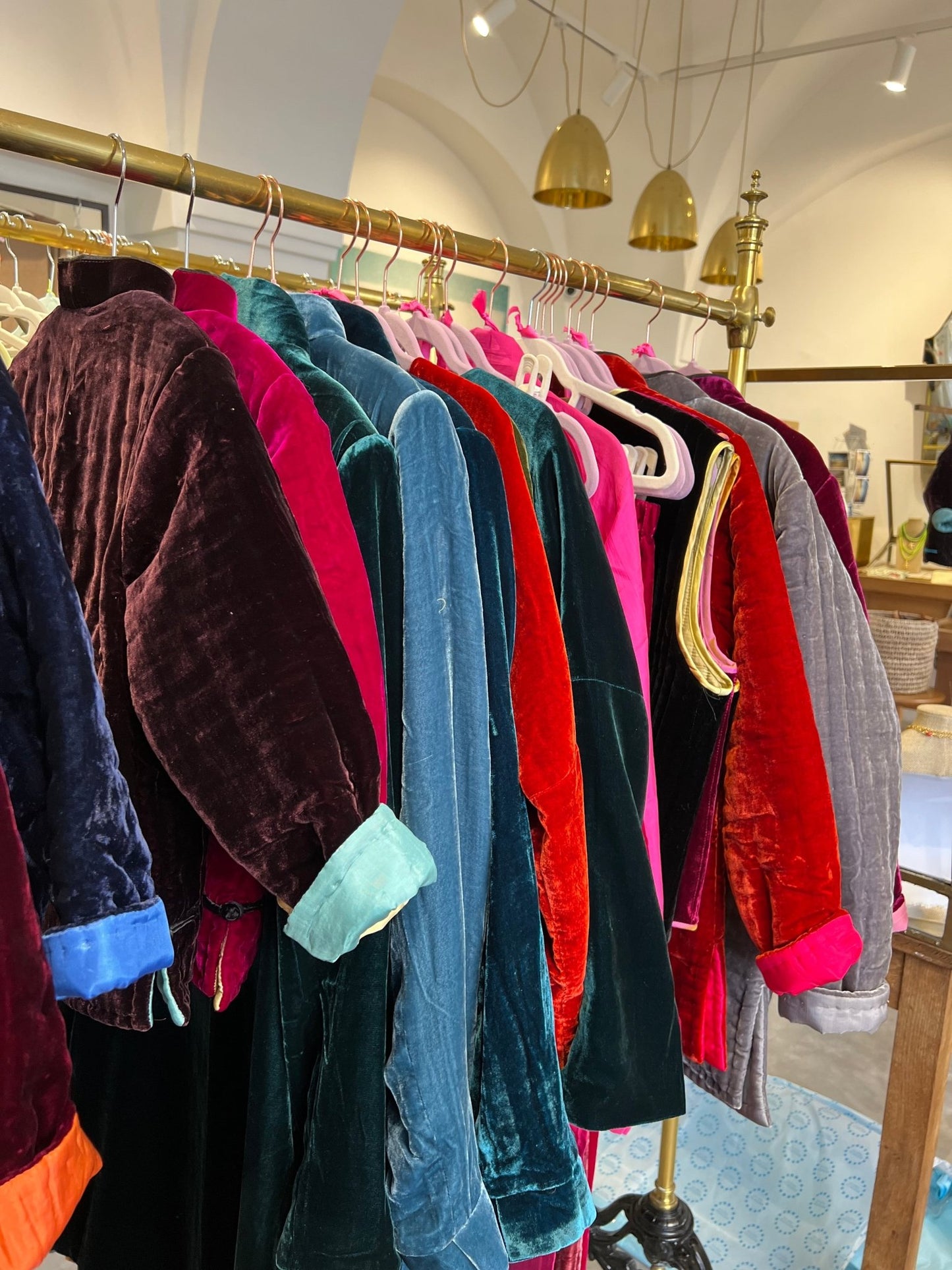 Jacket Women - Chinese Panne Velvet Jacket Pumkin with Hand Embroidery