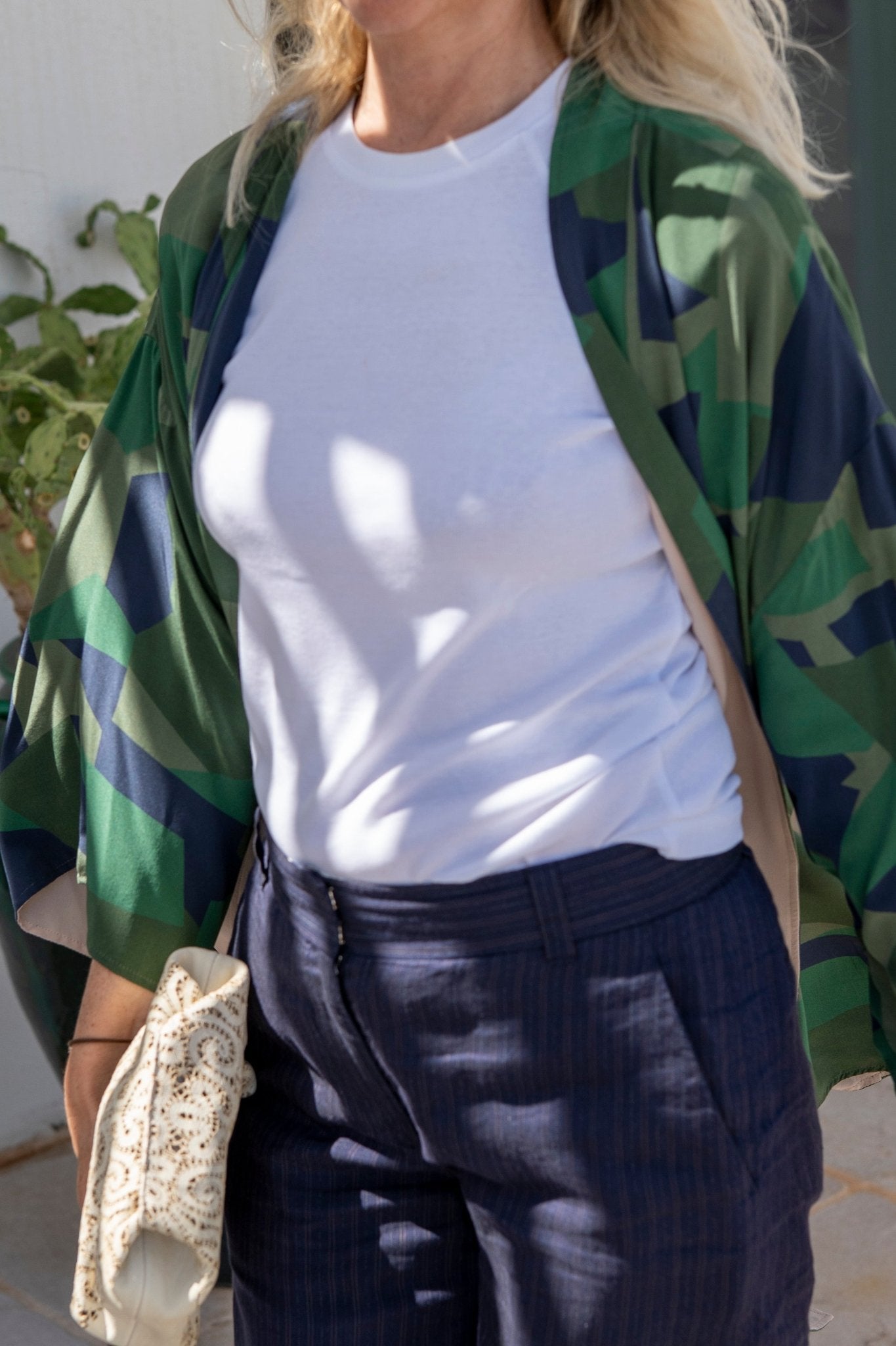 Kimono - Green Camouflage inside beige