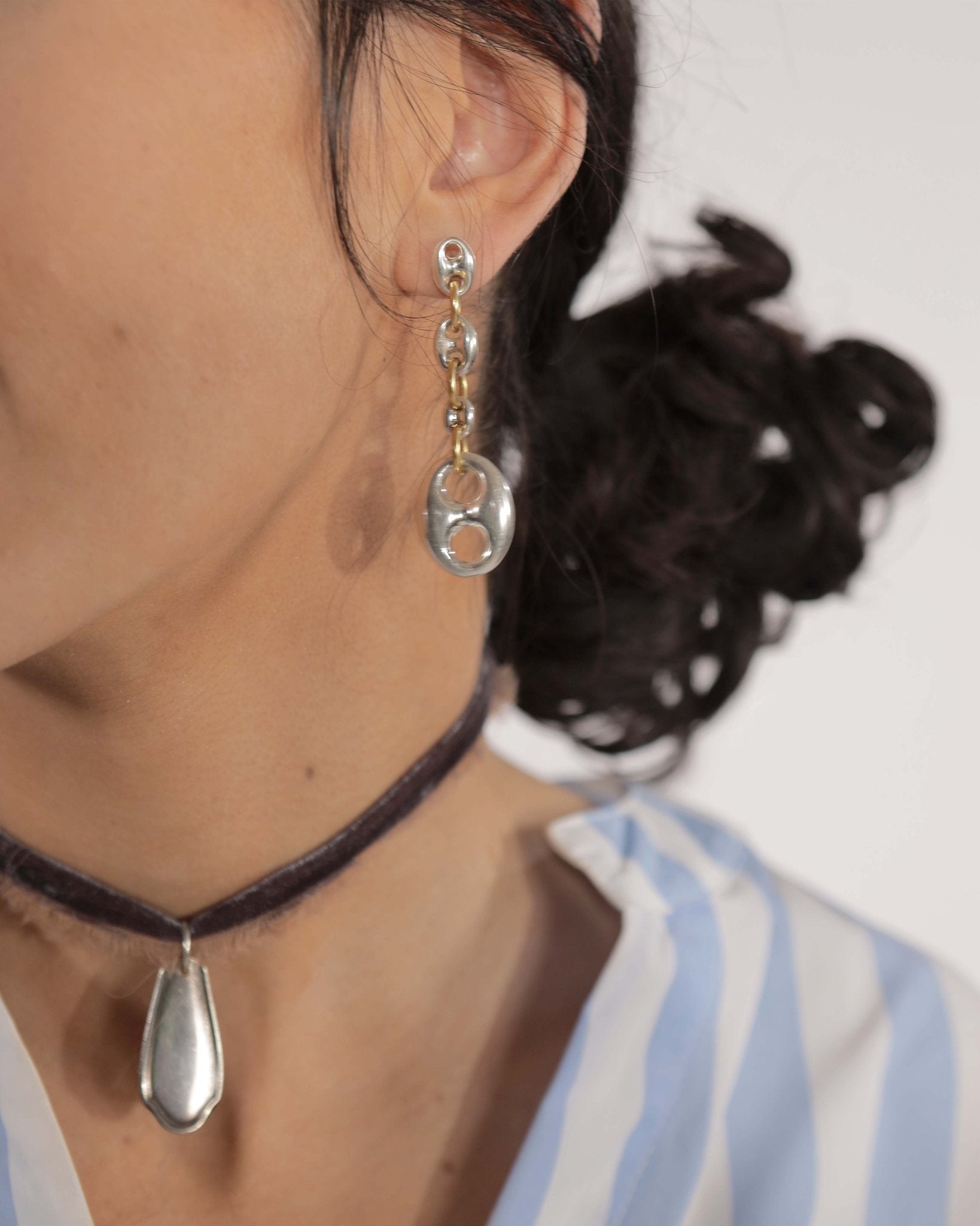 Necklace - Adjustable velvet Ribbon silverware upcycle Necklace