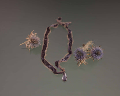 Necklace - Adjustable velvet Ribbon silverware upcycle Necklace