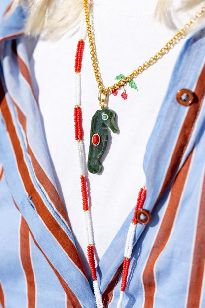 Necklace - Cavalluci Marini White Green Aventurine