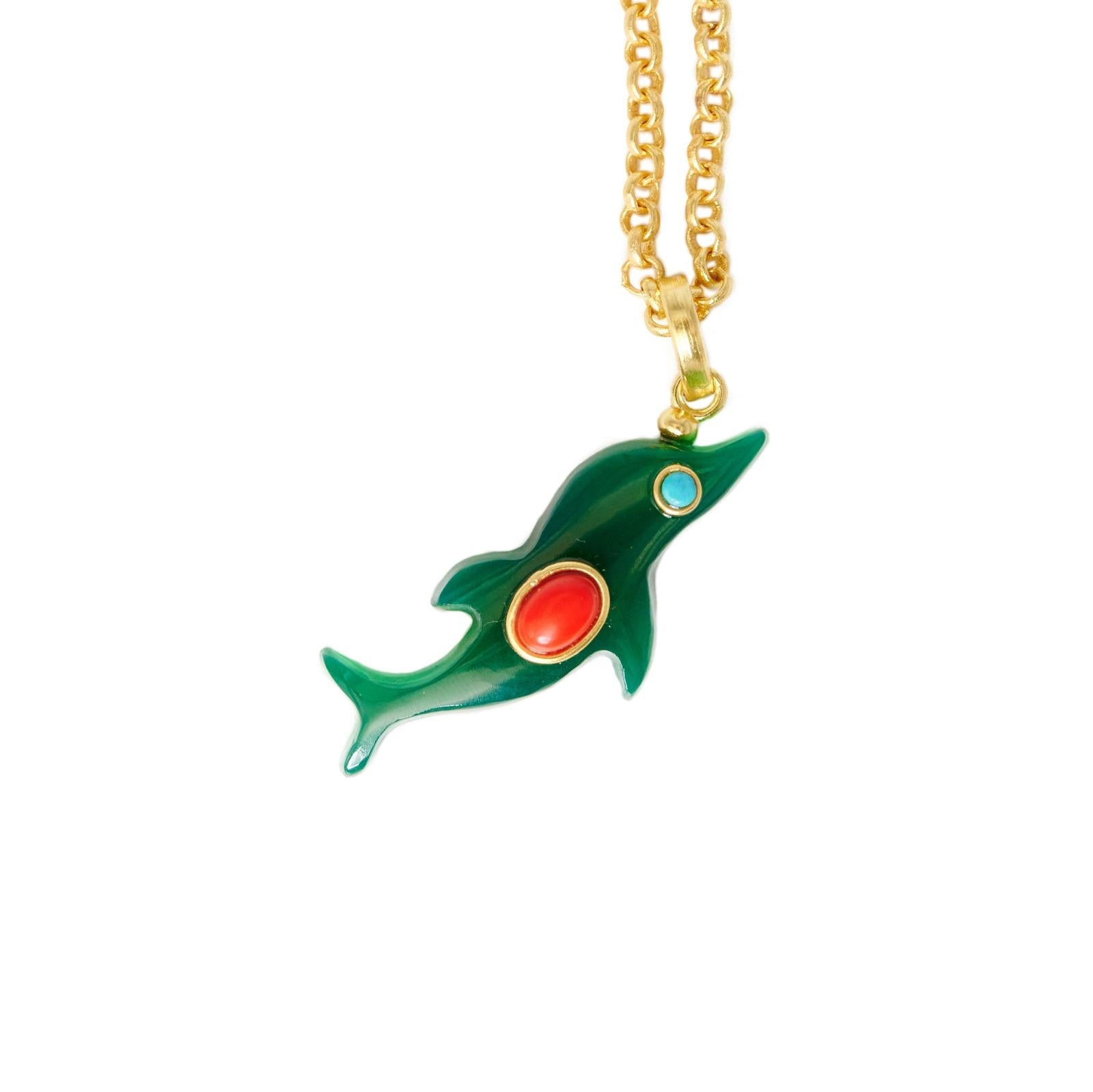 Necklace - Dolphin Green Onyx