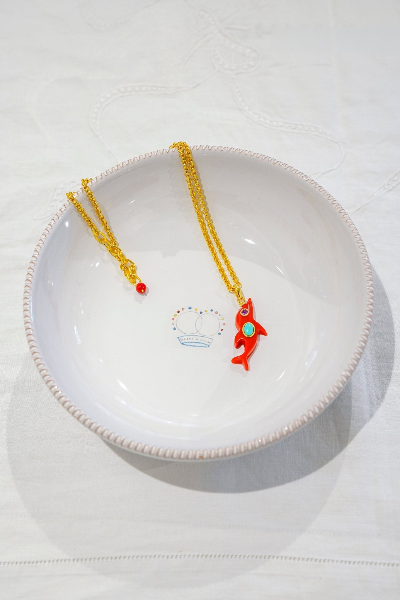 Necklace - Dolphin Synthetic Red