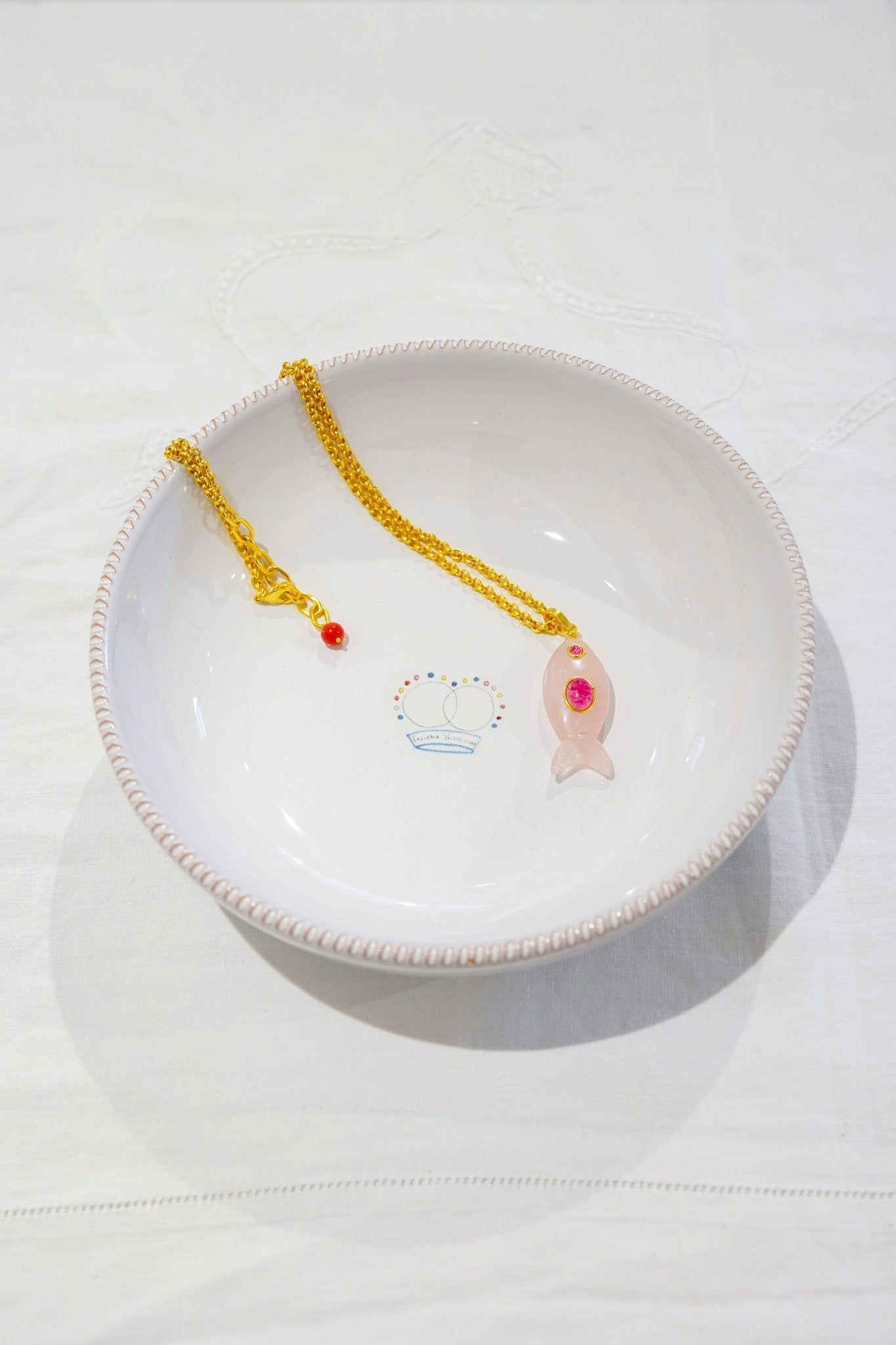 Necklace - Fish Pink Quartz