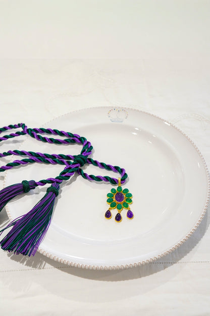 Necklace - Flower Power pendant with Amethyst and Green Onyx Stones