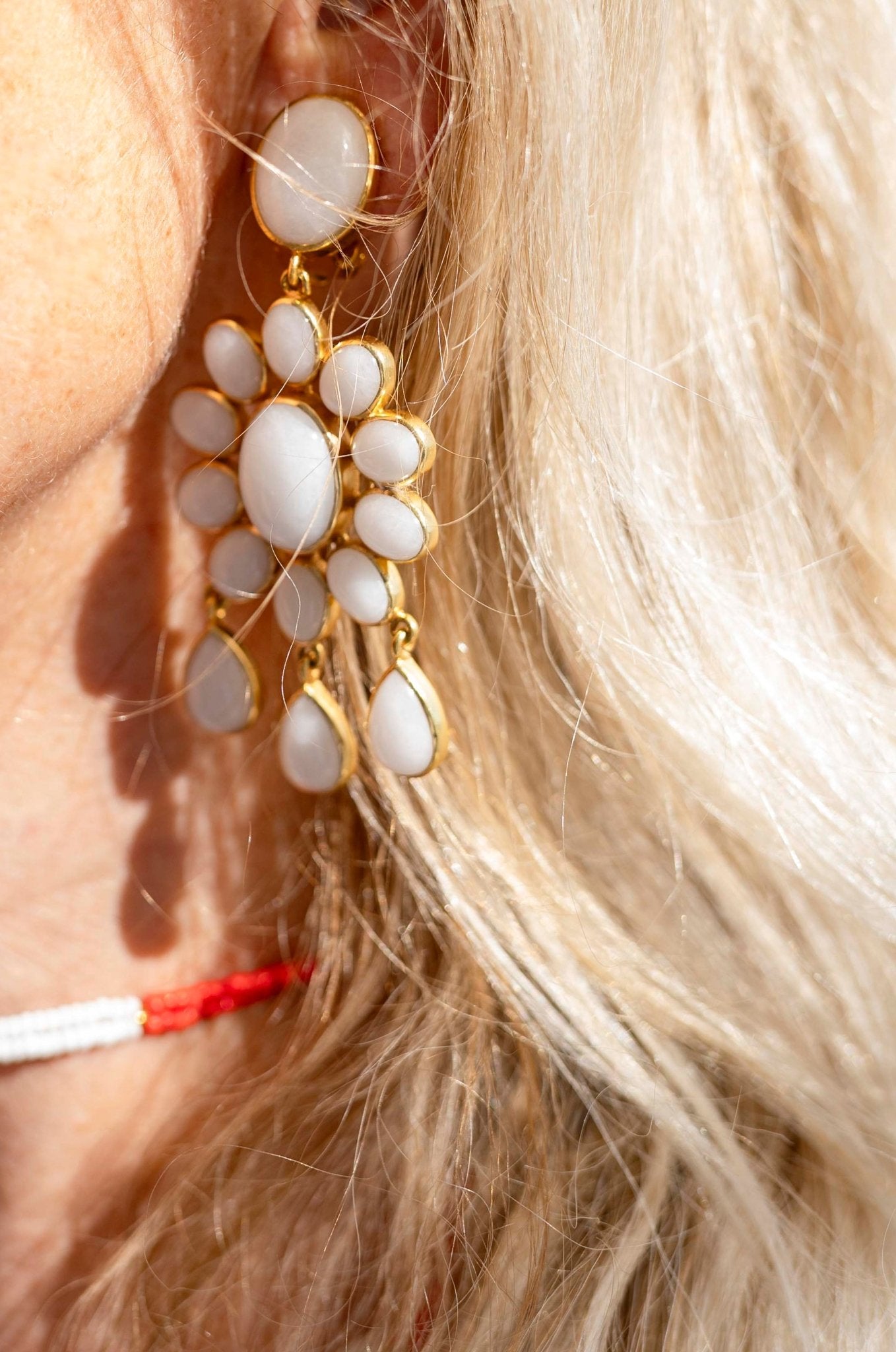 Olympia Babylonia - Flower Power White Quartz Stone Earrings