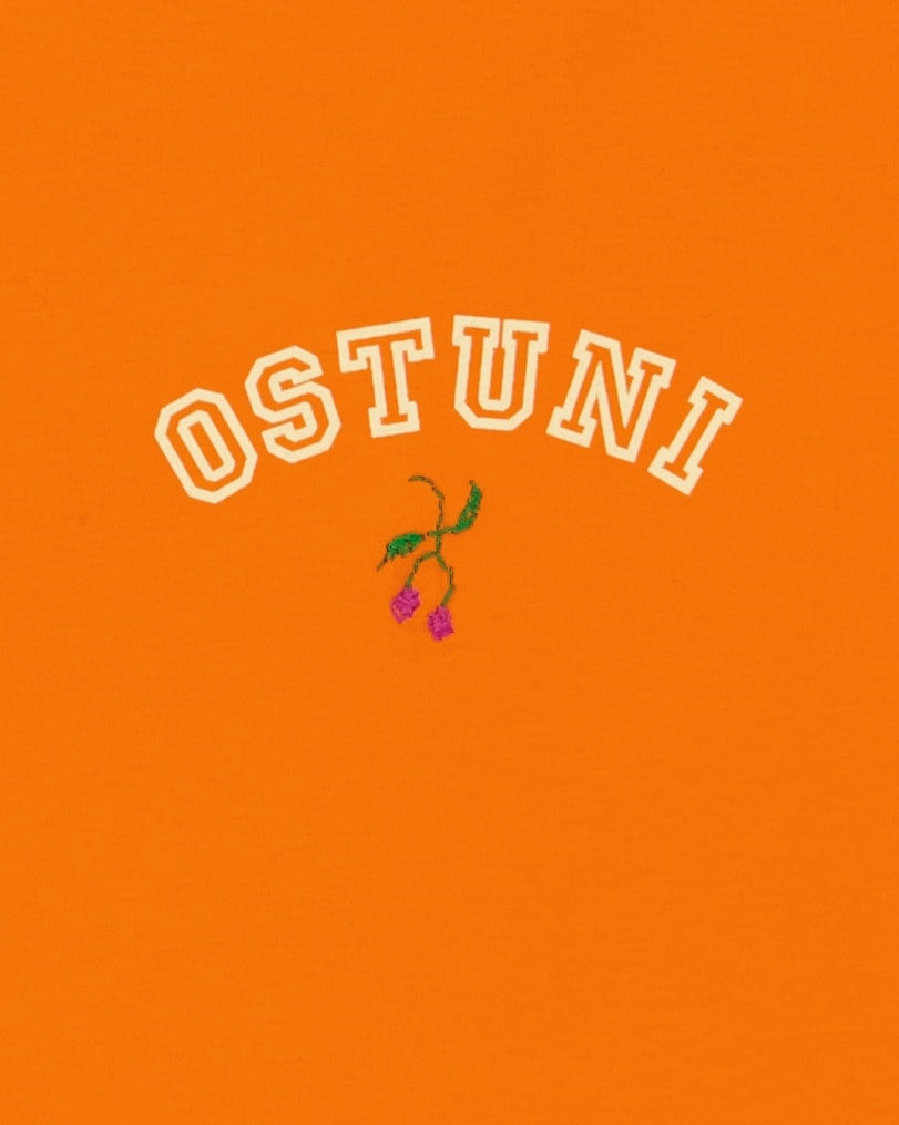 T-shirt - T-Shirt Ostuni Orange Unisex with Olives Embroidery