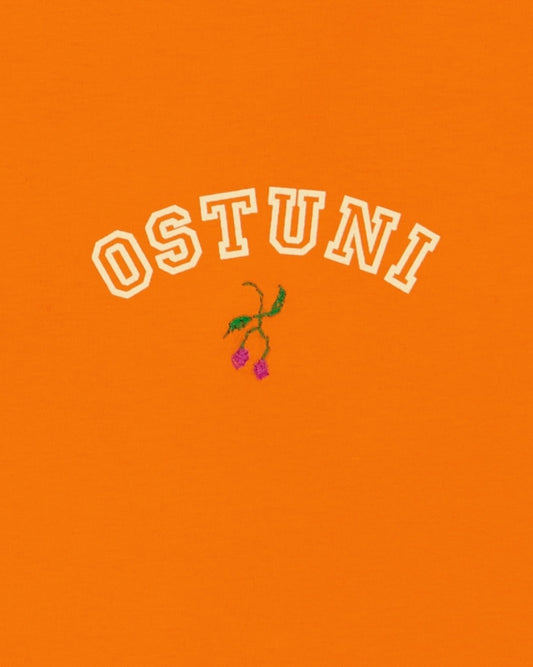 T-shirt - T-Shirt Ostuni Orange Unisex with Olives Embroidery