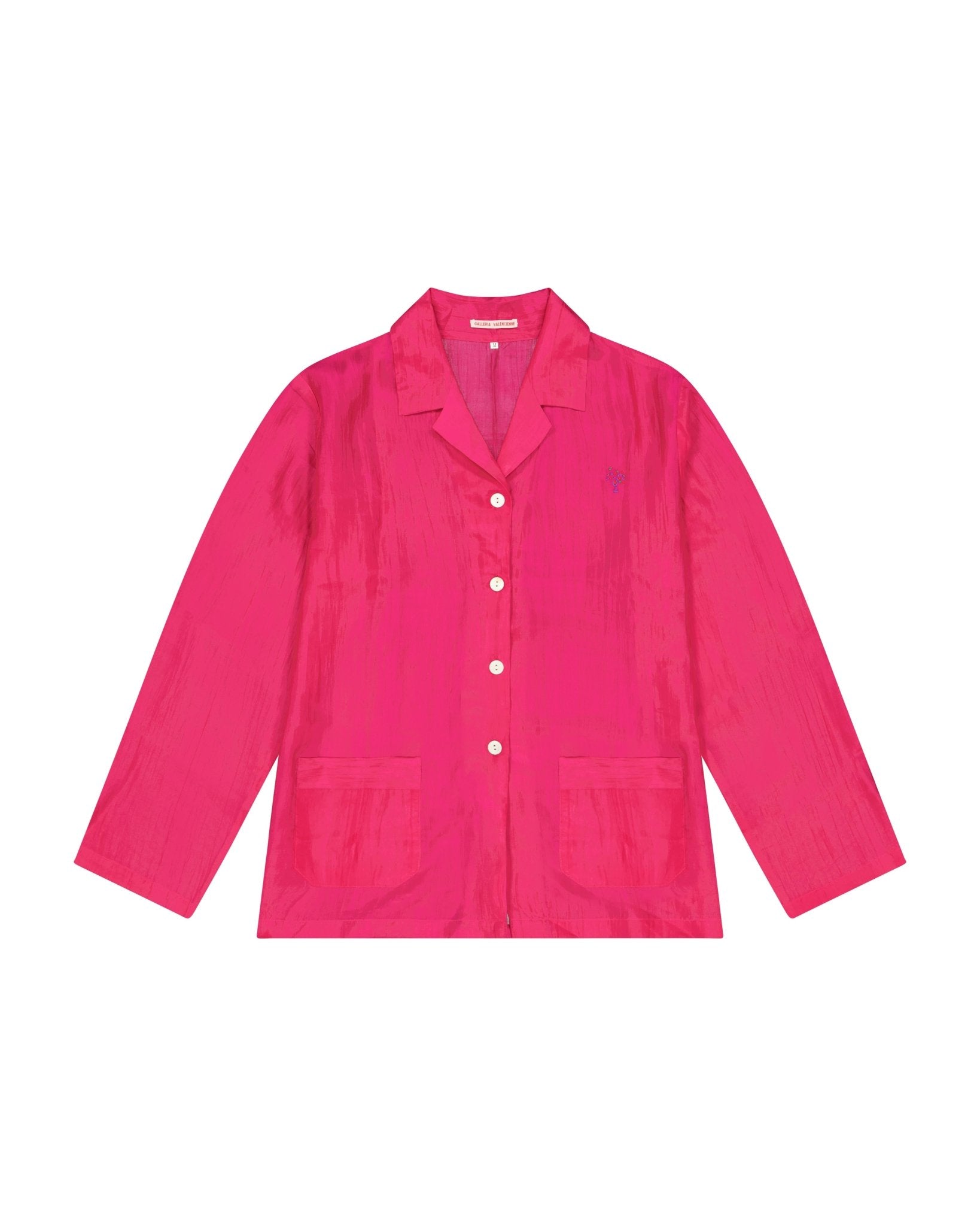 Pajamas Women - Silk pajama Fuchsia hand embroidered