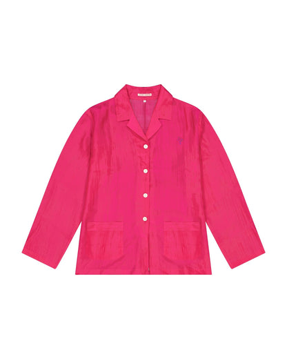 Pajamas Women - Silk pajama Fuchsia hand embroidered