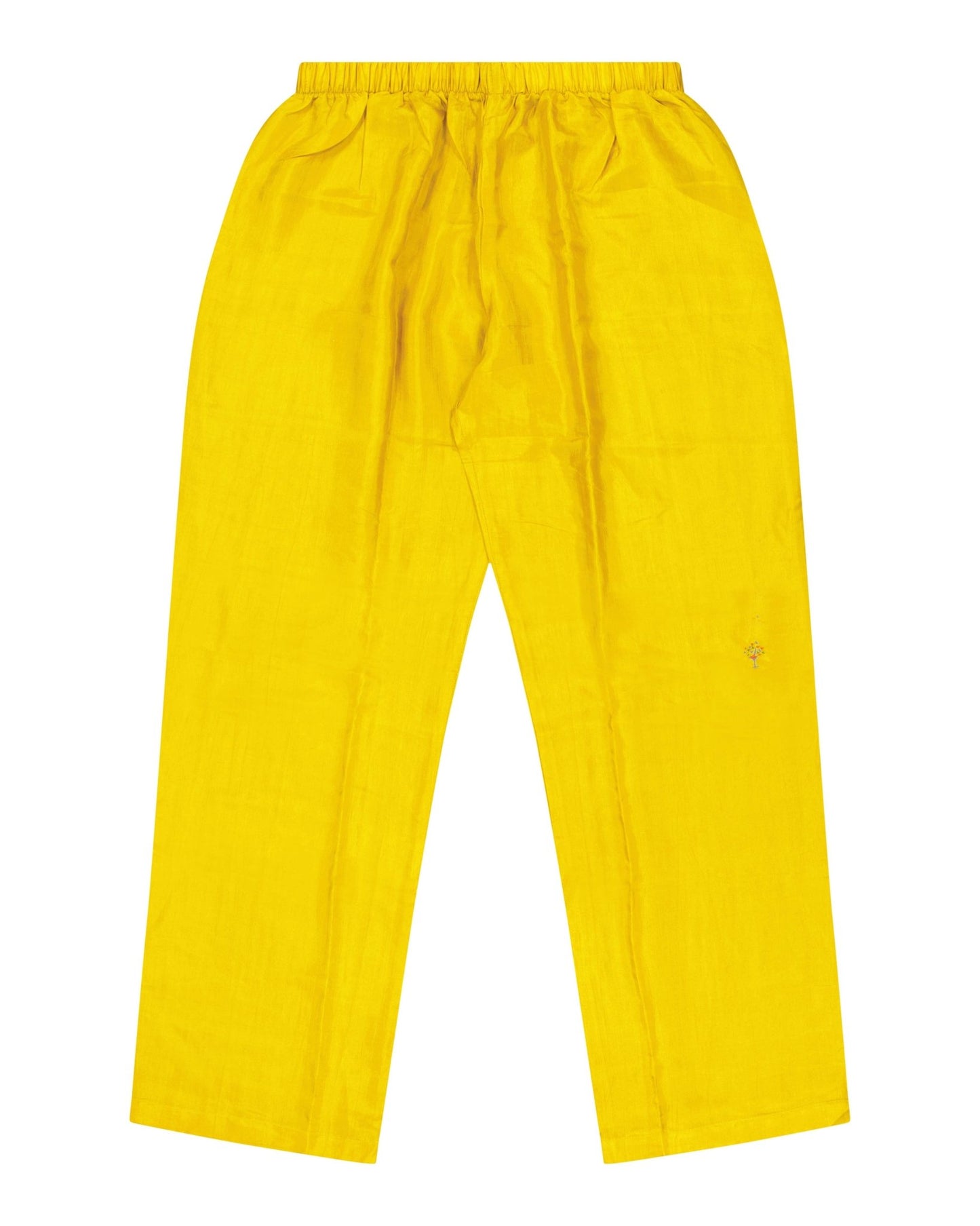 Pajamas Women - Silk pajama Mustard Hand embroidered