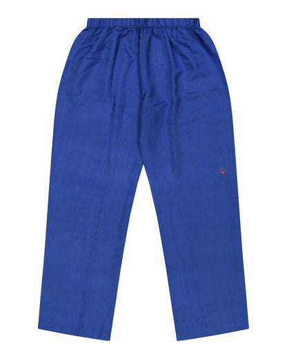 Pajamas Women - Silk pajama Night Blue hand embroidered