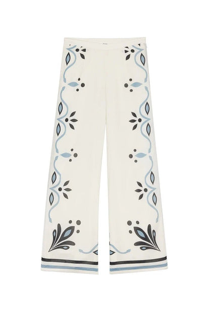 Pants Women - Erika Arabesque white pants