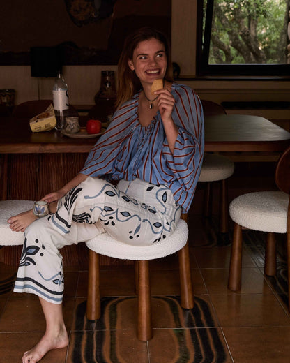 Pants Women - Erika Arabesque white pants