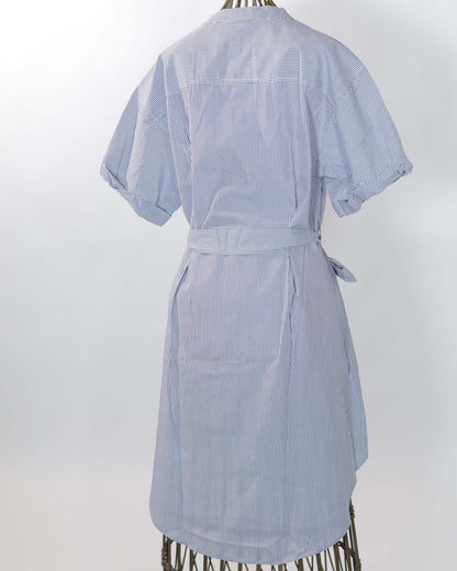 Dress - Gina Dress BLue & white thin Lines