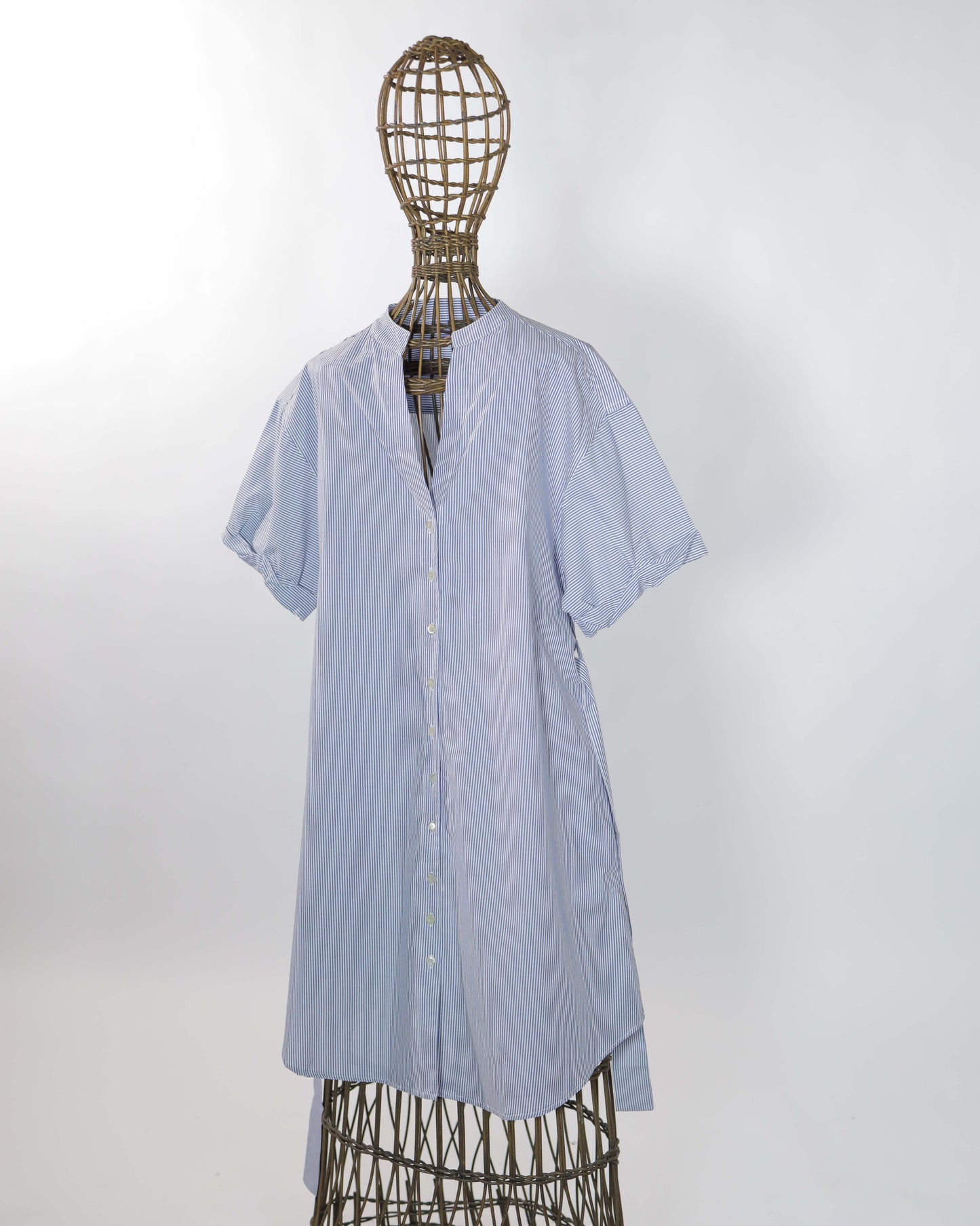 Dress - Gina Dress BLue & white thin Lines