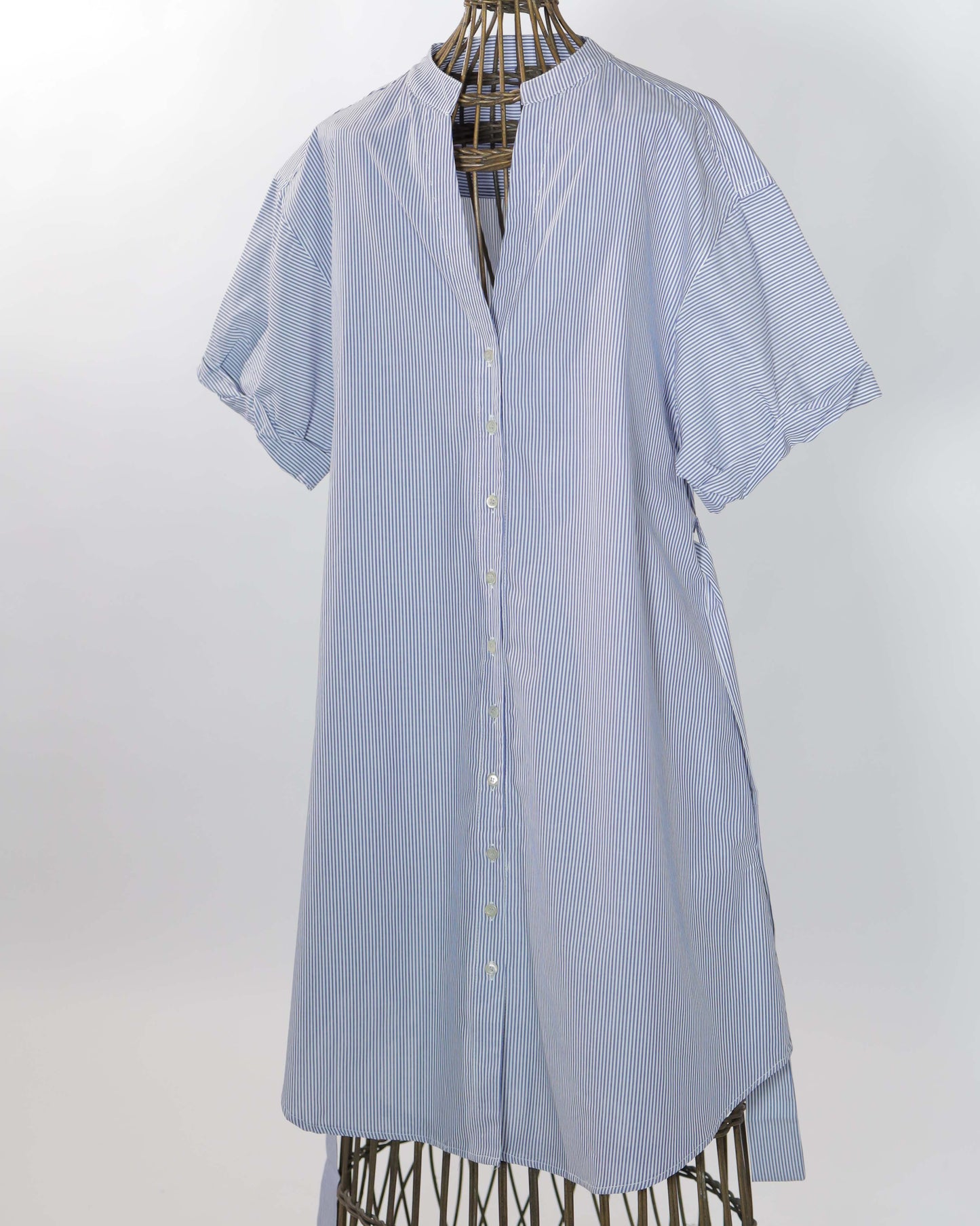 Dress - Gina Dress BLue & white thin Lines