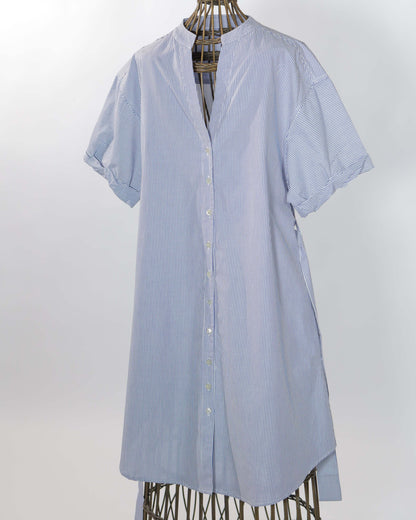 Dress - Gina Dress BLue & white thin Lines