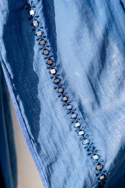 Scarf - Cotton Scarf Blue Mirrors