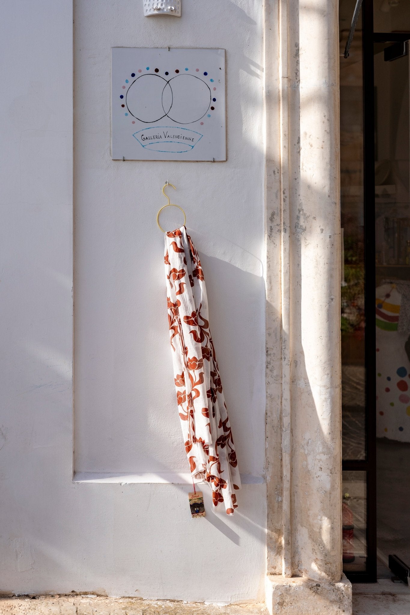 Scarf - Cotton Scarf White and Terracota