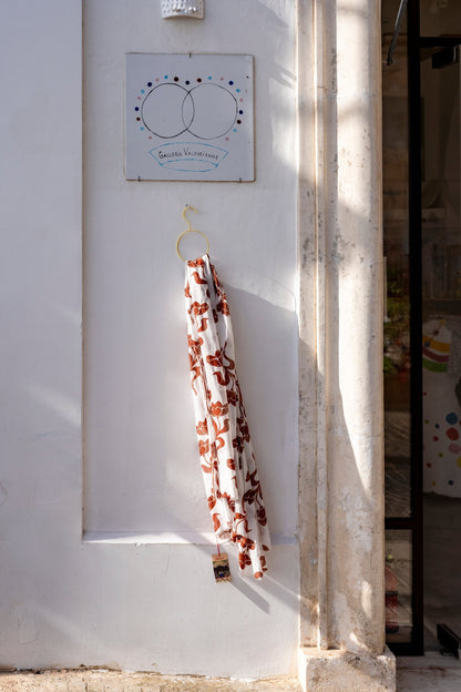 Scarf - Cotton Scarf White and Terracota
