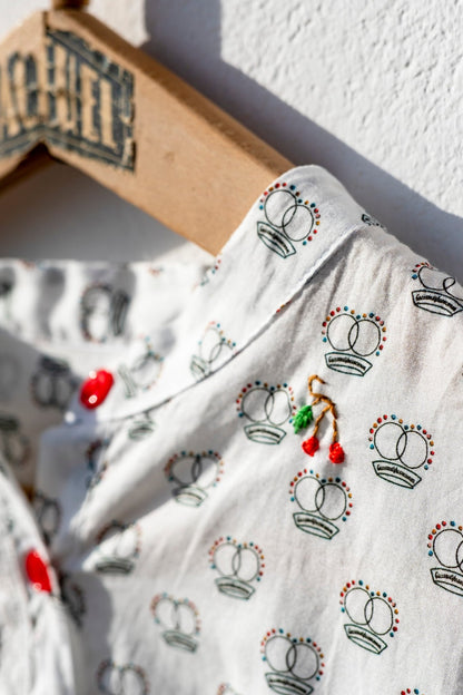 Shirt Women - Mao shirt with our Logo GV print red cherry embroidered