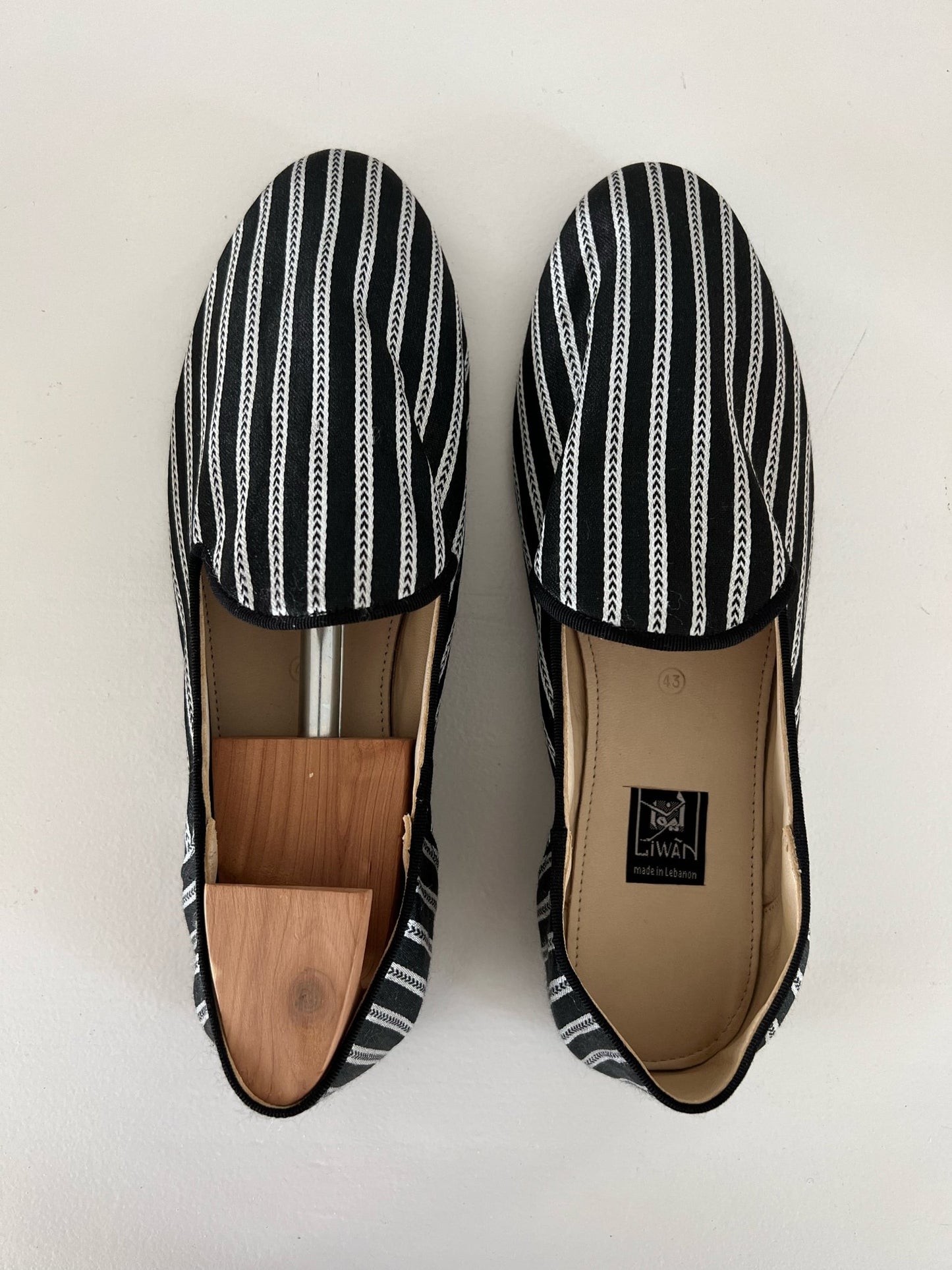 Shoes Men - Babouche - Black and white stripes