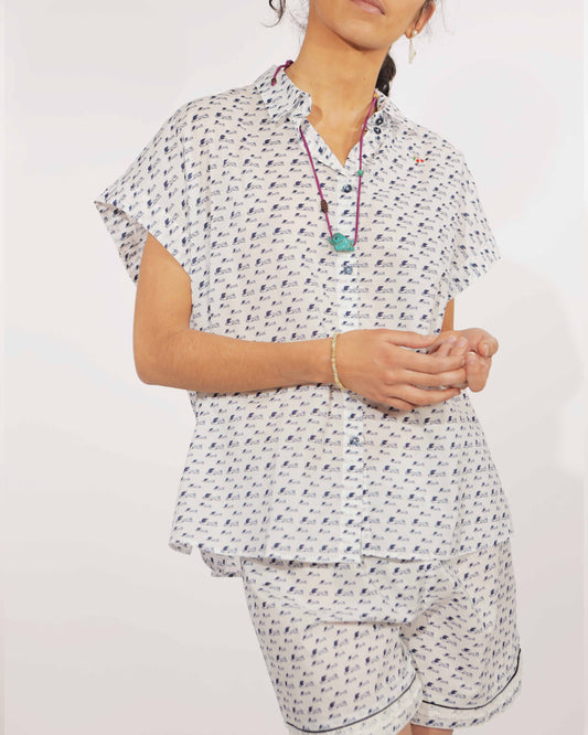Pajamas Shirt Women - Mela Shirt Sirena GV logo with embroidered ombrellone