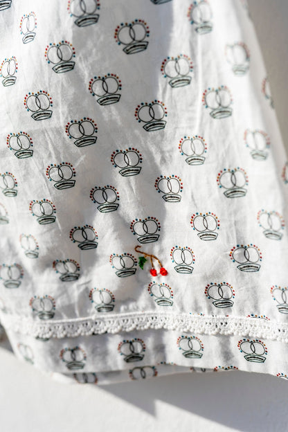 Shorts - Logo Print GV with a red cherry embroidered