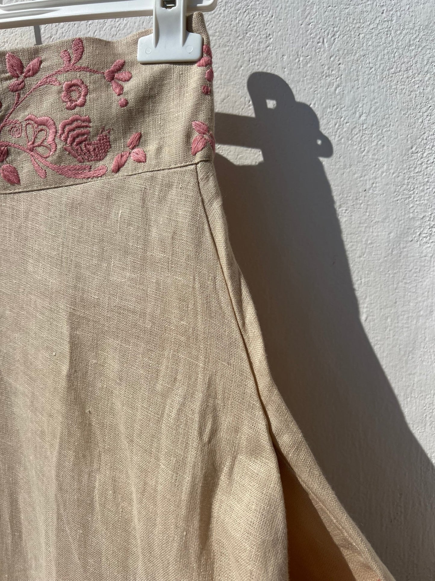 Skirt - CALIOPE Beige with Embroidery waist Rosa