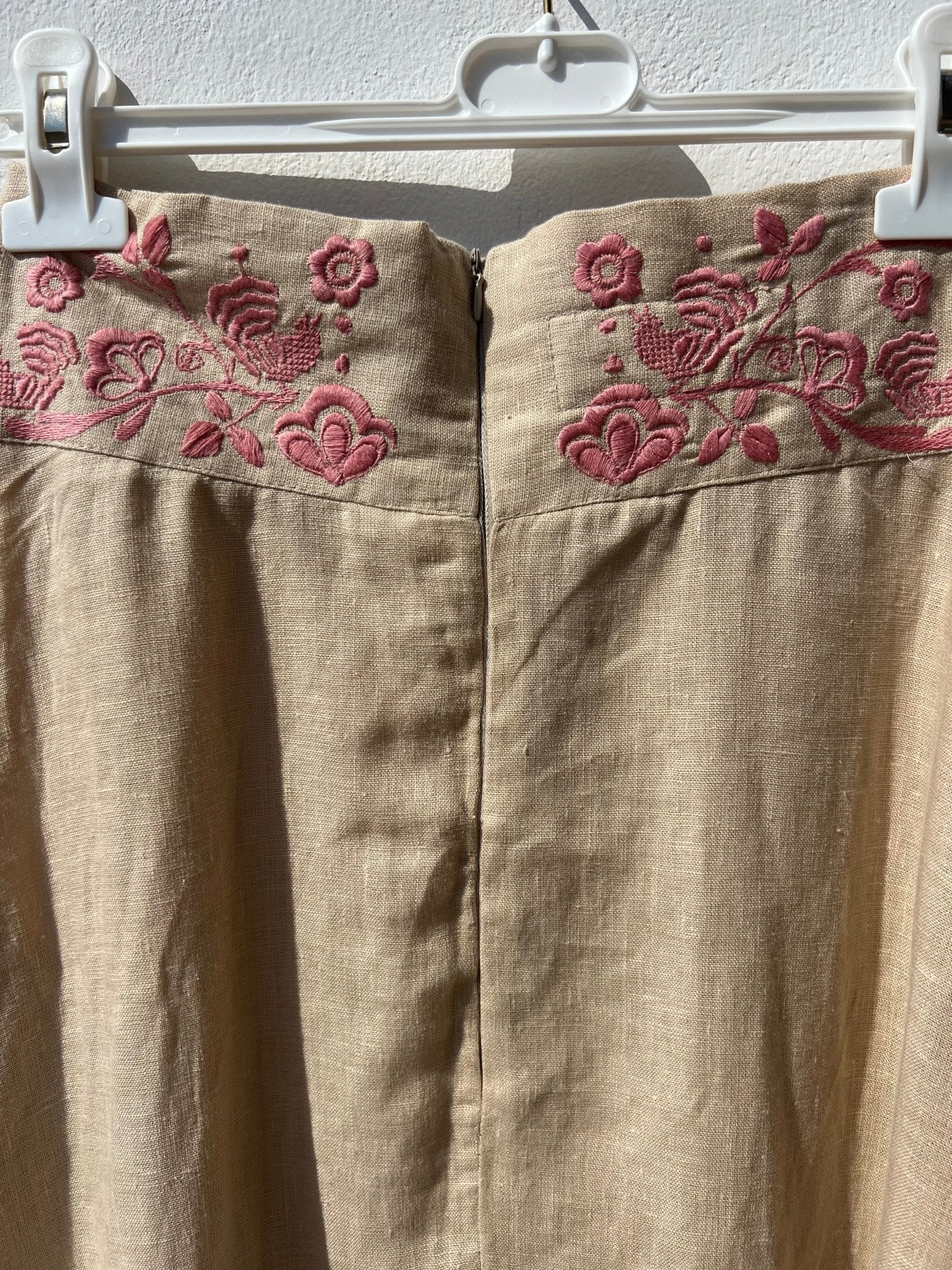 Skirt - CALIOPE Beige with Embroidery waist Rosa