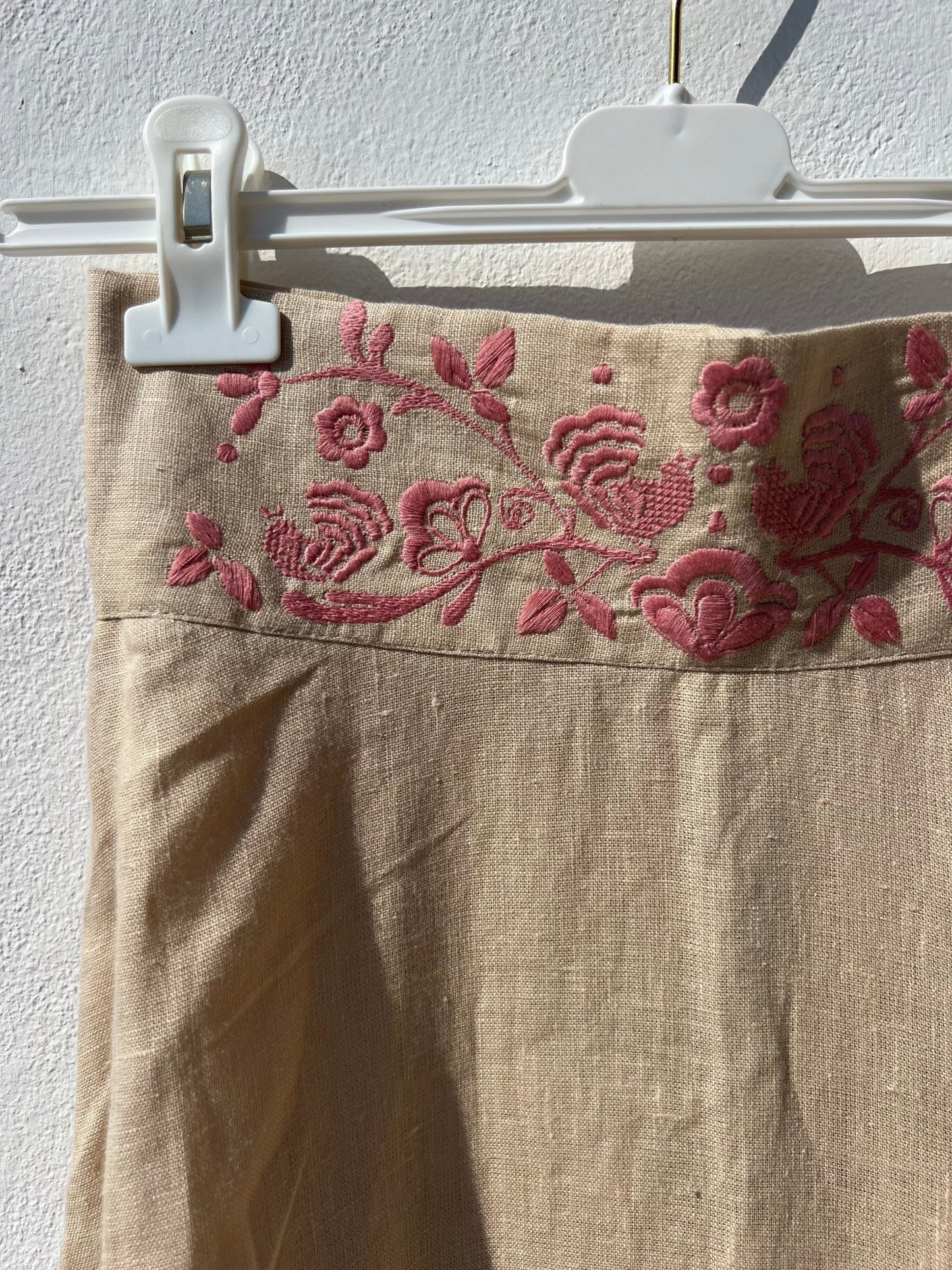 Skirt - CALIOPE Beige with Embroidery waist Rosa