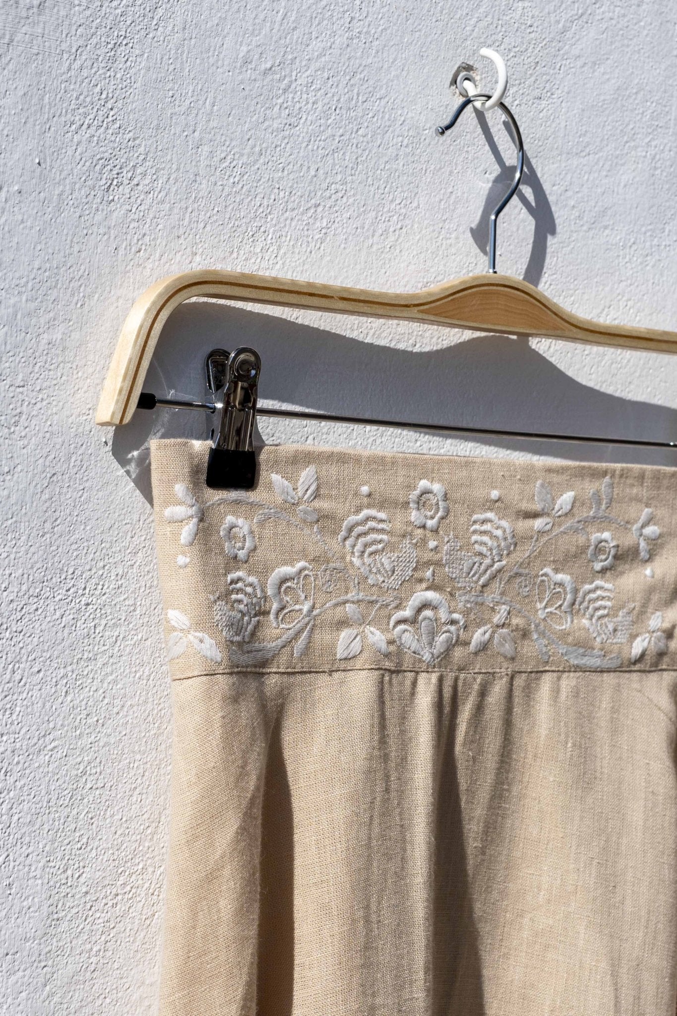 Skirt - CALIOPE Beige with Embroidery waist White