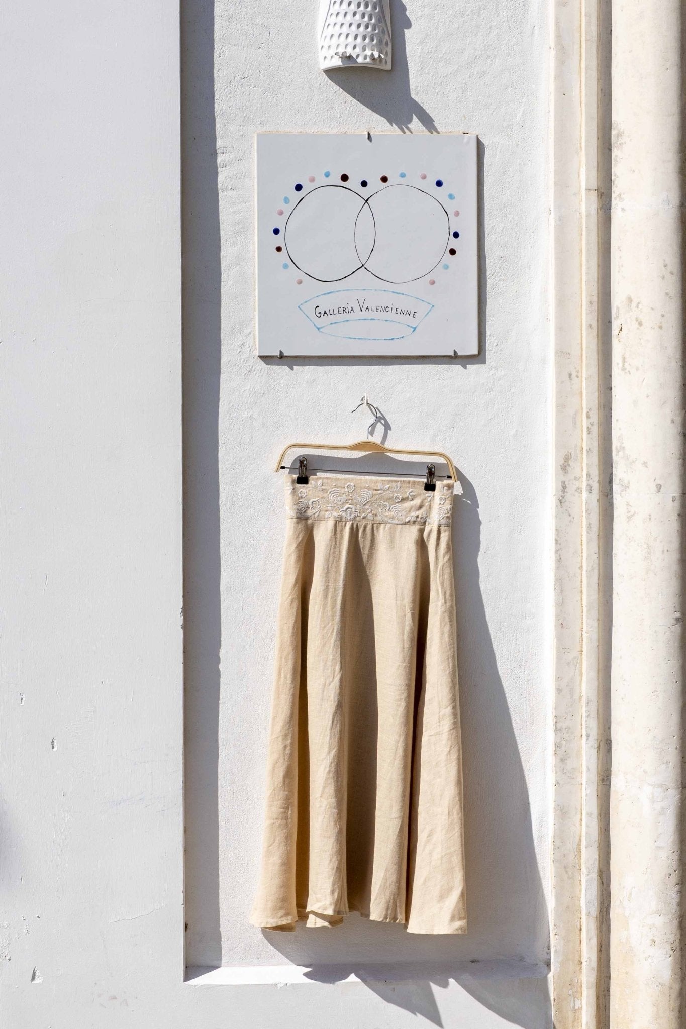 Skirt - CALIOPE Beige with Embroidery waist White