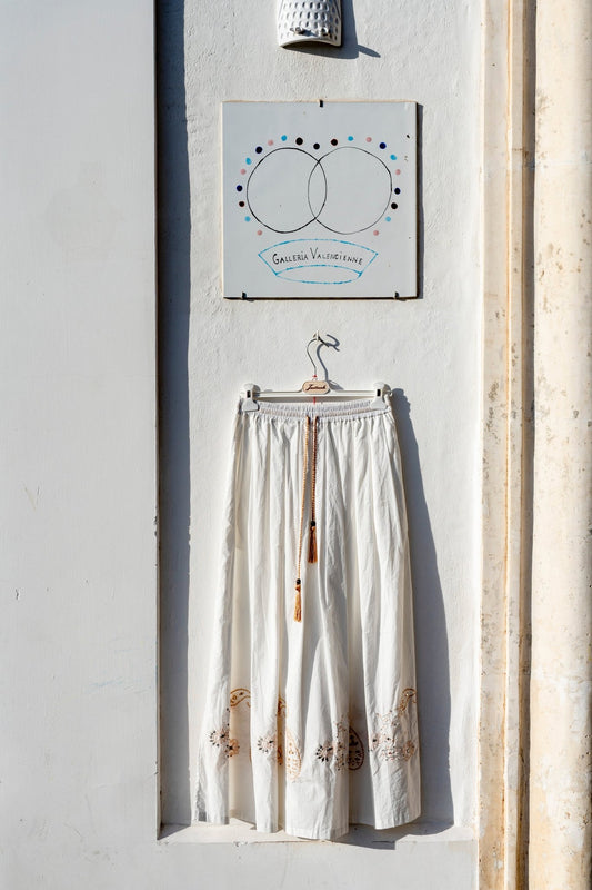 Skirt Women - White Embroidery Multicolor