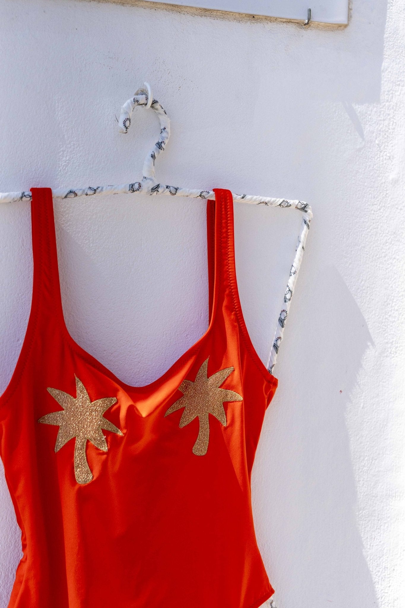 Swimsuit - Ginevra Swimsuit Rosso and Lurex Palm